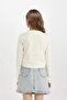 Girl's Cropped Fit Crew Neck Printed Ribbed Long Sleeve T-Shirt D2987A824Au - 7