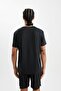 Breathable Defactofit Black Standard Fit Regular Cut Crew Neck Sportsman Short Sleeve T-Shirt C91 - 6