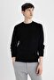 Black Standard Fit Regular Cut Cotton Crew Neck Knitwear Sweater 25K 801004245 - 7
