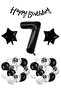 Black Concept 7Th Birthday Celebration Set; White Balloon with Black Confetti, Number Star Foil, and Bann. - 2