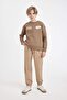 Boy's Elastic Waist Lace-Up Jogger Gabardine Trousers with Elastic Leg Pockets A9395A824Wn