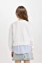 Girl's White Relax Fit Crew Neck Button Detail Sweatshirt 3173831 - 4