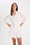 Shirt Collar Brode Long Sleeve Mini Dress D4399Ax24Hs - 3