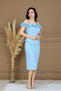 Double Fabric Floral Detailed Pencil Dress - Baby Blue - 8