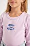 Crew Neck Printed Corded Fabric Ribbed Knit Long Sleeve School Sweatshirt Female Child C7464A824Au - 5