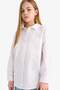 Girl's Oversize Wide Fit Poplin Long Sleeve White School Shirt C7482A824Au - 4