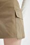 Regular Fit Normal Waist Cargo Pocket Gabardine Shorts Skirt D4991Ax24Au - 6