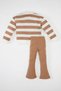 Baby Girl 2-Piece Set Polo Neck School Striped Sweatshirt Elastic Waist Flared Leggings D2850A524Au - 6