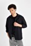 Regular Fit Buttoned Collar Basic Plain Cotton Blend Long Sleeve Shirt D4183Ax24Au - 4