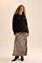 Straight Fit Regular Waist Leopard Print Satin Maxi Skirt D6886Axns - 3