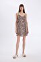 Fall in Love Leopard Printed Piece Satin Pajama Set with Strappy Shorts D4406Ax24Hs