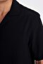 Black Relax Fit Polo Collar Crinkle Short Sleeve Black Shirt C4127Ax24Au - 5