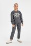 Printed Sweatshirt and Elastic Waist Jogger Tracksuit Set for Girls - Set of 2 - 2