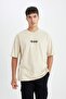 100% Cotton Oversized Wide Fit Crew Neck Back Printed Short Sleeve T-Shirt D4907Ax24Au - 4