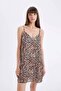 Fall in Love Leopard Printed Piece Satin Pajama Set with Strappy Shorts D4406Ax24Hs - 4