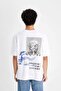 100% Cotton Oversize Wide Fit Crew Neck Back Printed Short Sleeve T-Shirt C6145Ax24Au - 8