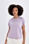 Defactofit Crop Crew Neck Sportsman Modal Short Sleeve T-Shirt D1280Ax24Hs