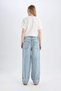 Baggy Fit High Waist Folded Leg Ankle-Length Jean Washed Trousers D5439Ax24Au - 7