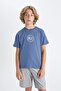 Crew Neck Printed Short Sleeve T-Shirt for Boys A0455A824Hs