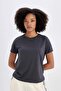 Defactofit Crop Crew Neck Sportsman Modal Short Sleeve T-Shirt D1280Ax24Hs - 3