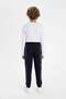 Boy's Navy Blue Printed Thick Jogger Sweatpants with Elastic Waist and Pockets C9288A824Au - 7