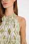 A-Line Halter Neck Patterned Crinkle Fabric with Belt Sleeveless Maxi Dress D3782Ax24Au - 4