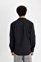 Regular Fit Buttoned Collar Basic Plain Cotton Blend Long Sleeve Shirt D4183Ax24Au - 6