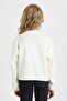 Ecru Standard Fit Crew Neck Basic Plain Knitwear Sweater for Girls C6908A824Au - 5