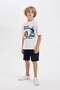 Boys' 2-Piece Set Crew Neck Printed Short-Sleeved T-Shirt Shorts D3929A824Hs - 2