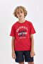 Boy's Crew Neck Printed Short Sleeve T-Shirt C0650A824Sm - 3