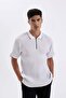 Slim Fit Zippered Short Sleeve Polo T-Shirt D3948Ax24Sm - 3