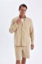 Relax Fit Polo Neck Cotton Long Sleeve Shirt C1106Ax24Sm - 4