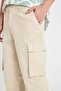 Linen Look Trousers Wide Leg Cargo Pocket Wide Loose Leg B9407Ax24Sm - 8