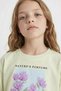 Crop Crew Neck Printed Short Sleeve T-Shirt Girls D0869A824Hs - 4
