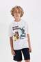 Boys' 2-Piece Set Crew Neck Printed Short-Sleeved T-Shirt Shorts D3929A824Hs - 3