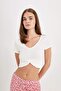 V-Neck Slim Fit Wrap Short Sleeve T-Shirt - D2911AX24SM