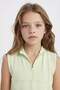 Slim Fit Slim Fit Polo Neck Zipper Basic Plain Sleeveless T-Shirt Girls D3555A824Sm - 4