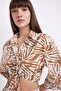 Crop Patterned Voile Half Sleeve Blouse D2973Ax24Sm - 5