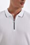 Slim Fit Zippered Short Sleeve Polo T-Shirt D3948Ax24Sm - 5