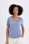 Defactofit Standard Fit V-Neck Sportsman Modal Short Sleeve T-Shirt D2980Ax24Hs - 3
