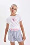 Girl's Printed Short Sleeve Shorts Pajama Set C8501A824Sm - 2