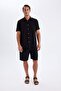 Relax Fit Linen Blend Summer Bermuda Shorts C1125Ax24Sm