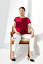 Women's Short Sleeve Front Satin Blouse Claret Red - 8