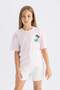 Girls' Disney Princess Relax Fit Crew Neck Short Sleeve T-Shirt C5945A824Hs - 4