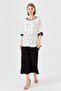 Women's Crew Neck Slit Combed Cotton T-Shirt Ecru/Black - 6