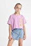 Crop Crew Neck Printed Short Sleeve T-Shirt Girls C4506A824Sm - 3