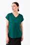 Women's V-Neck Front Satin Blouse Green - 3