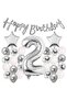 Silver Concept 2 Year Birthday Celebration Set White Silver Confetti Balloon Number Star Foil and Banner - 2