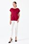 Women's Short Sleeve Front Satin Blouse Claret Red - 6