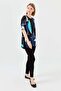 Women's Crew Neck Striped Combed Cotton T-shirt Navy Blue - 6